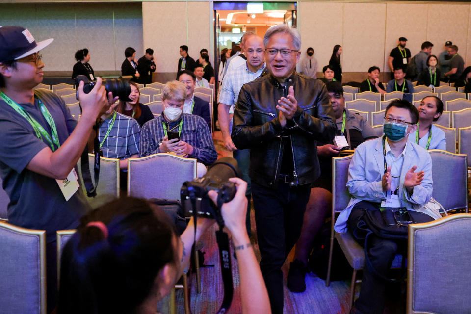 Nvidia CEO Jensen Huang arrives at an event at the COMPUTEX Forum in Taipei, Taiwan on June 4, 2024.  REUTERS/Ann Wang
