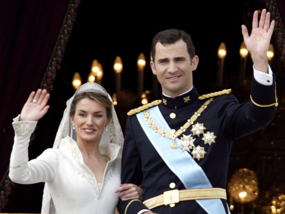 King Felipe VI and Queen Letizia of Spain on their wedding day in 2004 (Ian Waldie/Getty)
