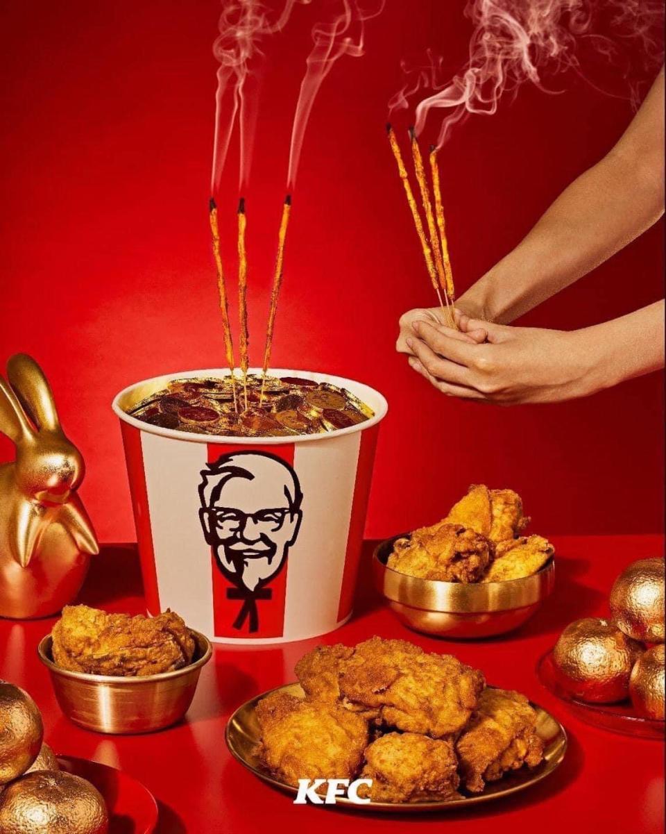 泰國肯德基KFC 新年推炸雞線香 11款香料製成 網友:大吉利是