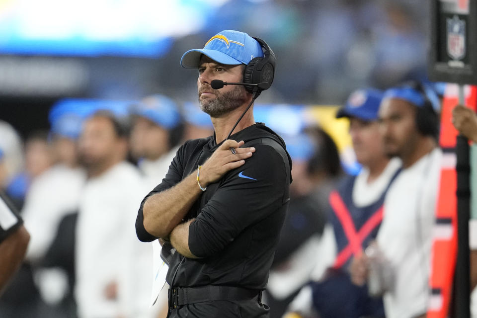 Los Angeles Chargers head coach Brandon Staley is 19-15 through two seasons. (AP Photo/Marcio Jose Sanchez)