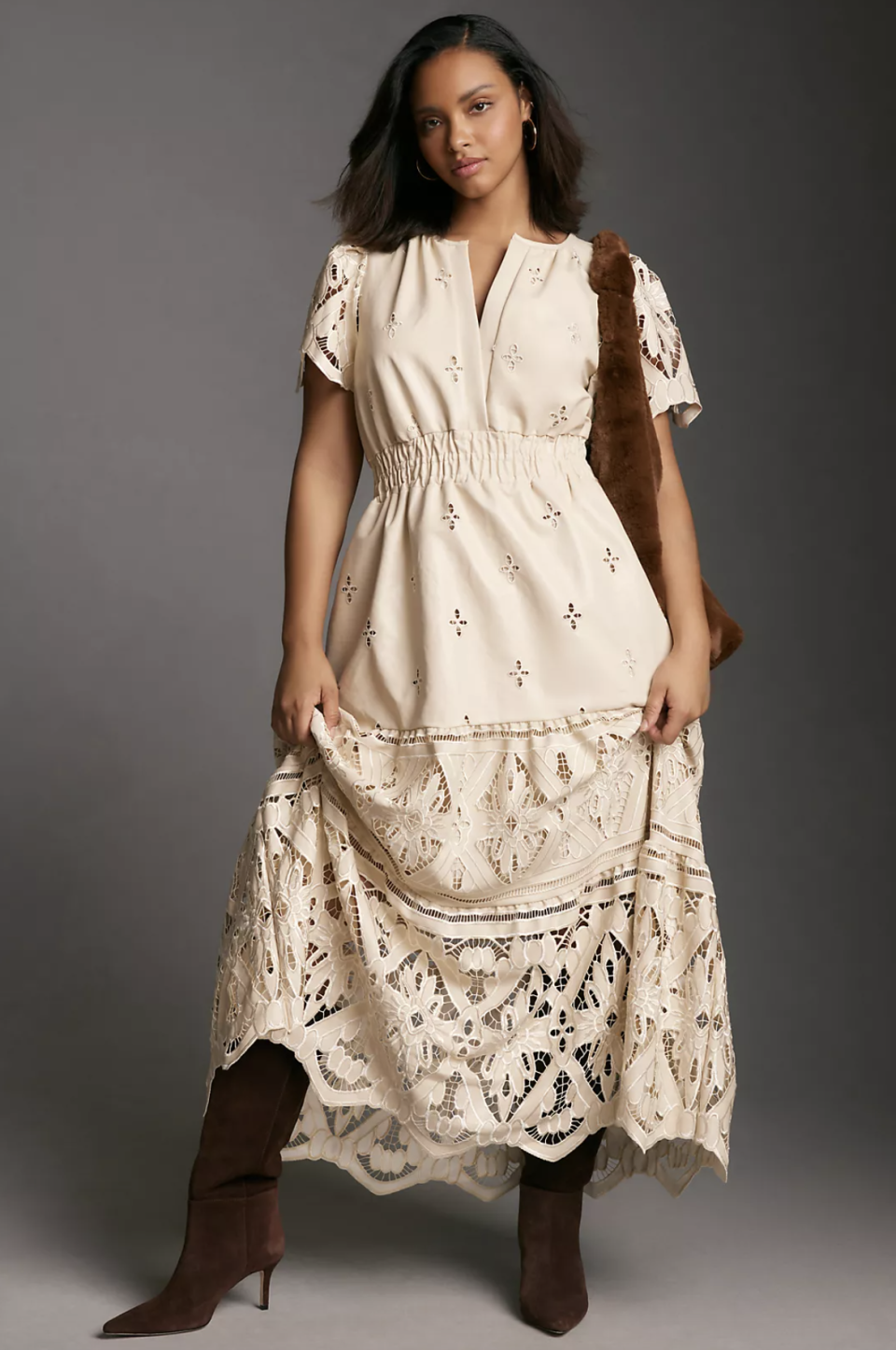 The Somerset Maxi Dress: Faux Leather Embroidered Edition (Photo via Anthropologie)