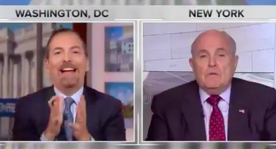 TV presenter Chuck Todd could not believe Mr Giuliani’s comment (Picture: NBC)