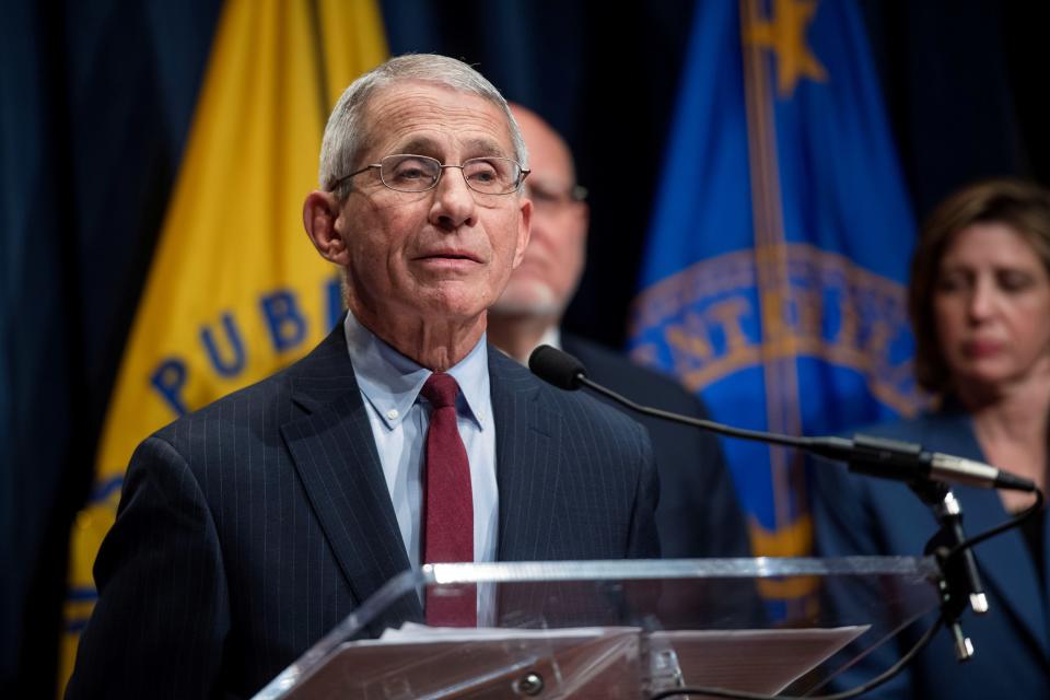 FILE PHOTO: National Institute of Allergy and Infectious Diseases (NIAID)  Director doctor Anthony Fauci speaks about the public health response to the outbreak of the coronavirus during a news conference at the Department of Health and Human Services  in Washington, U.S., January 28, 2020. REUTERS/Amanda Voisard./File Photo