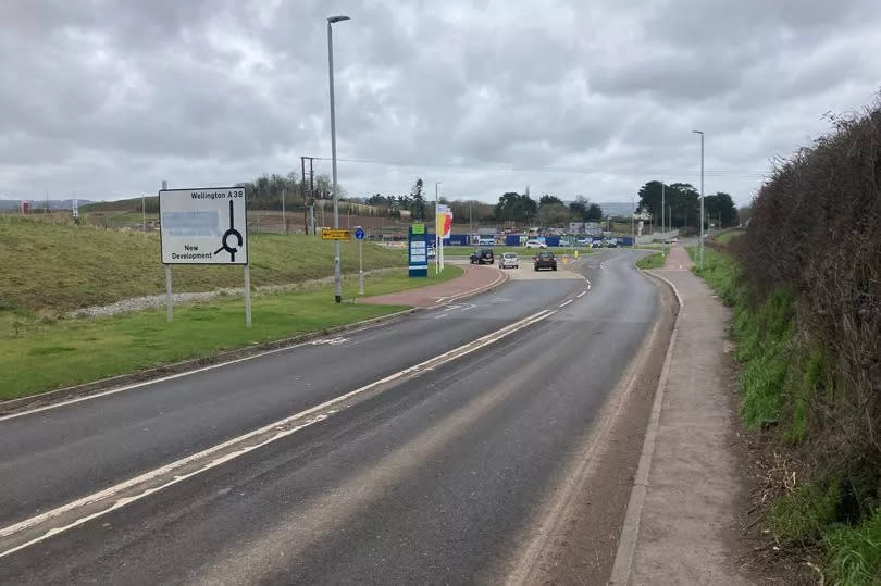 Entrance to the Orchard Grove development on the A38 Wellington Road in Taunton