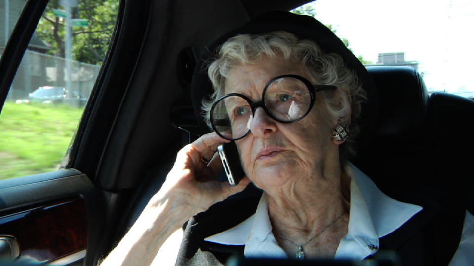 FILE - This film image released by the Sundance Selects shows Elaine Stritch in a scene from "Elaine Stritch: Shoot Me." At 89, Stritch, as funny and irascible as ever, returned to New York to celebrate the opening of "Elaine Stritch: Shoot Me," delighting Broadway fans who have missed her. The documentary film premiered in New York City, Friday, Feb. 21, 2014, and releases nationwide. (AP Photo/Sundance Selects, file)