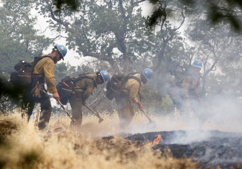 Members of the Arrowhead Hot Shot crew fight the Lake Fire, in Santa Barbara County