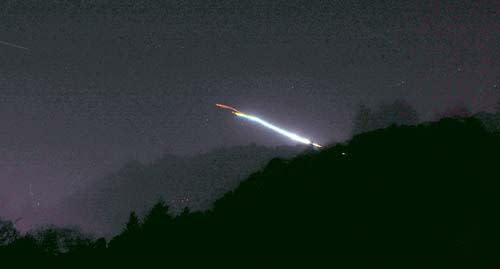 This image of the California fireball was taken on Oct. 17, 2012, by Rachel Fritz and Rick Nolthenius of Cabrillo College, Aptos, CA.