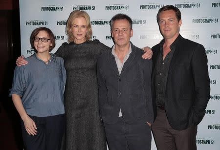 Photograph 51 playwright Amy Ziegler (L) cast member Nicole Kidman (2nd L), director Michael Grandage (2nd R) and cast member Stephen Campbell Moore pose for a photograph at the Noel Coward Theatre in London, Britain September 7, 2015. REUTERS/Suzanne Plunkett