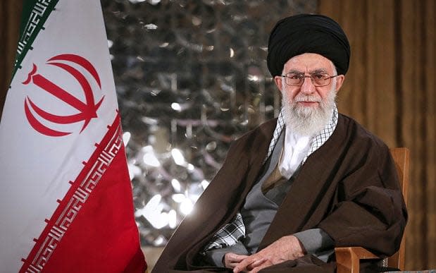 Ayatollah Khamenei said Europe must promise to buy Iranian oil and to oppose all new US sanctions against Tehran  - Office of the Iranian Supreme Leader via AP