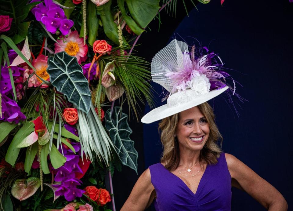 May 4, 2024; Louisville, KY, USA; Hats and fashion on display at the 150th Kentucky Derby at Churchill Downs in Louisville, Ky., on Saturday, May 4, 2024. Mandatory Credit: Jeff Faughender-USA TODAY Sports
