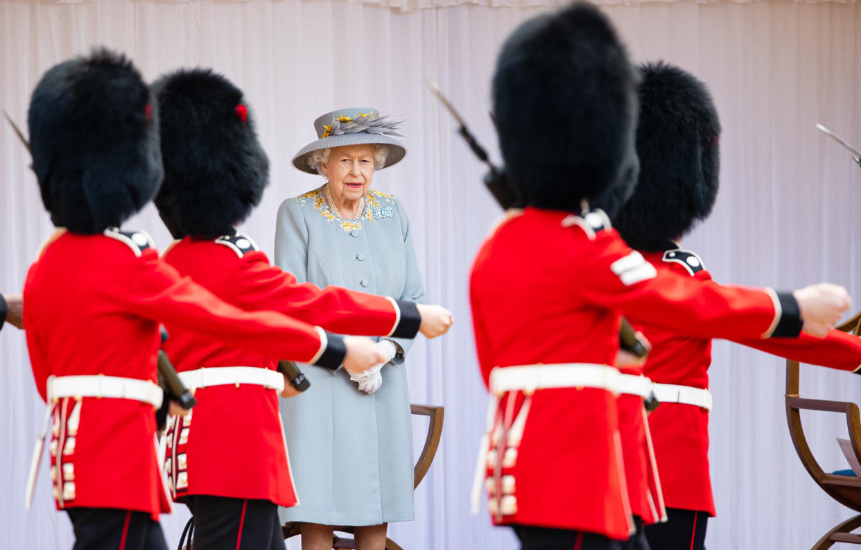 Queen Elizabeth II watches the Trooping of the Colour military ceremony (Samir Hussein / Pool / WireImage)