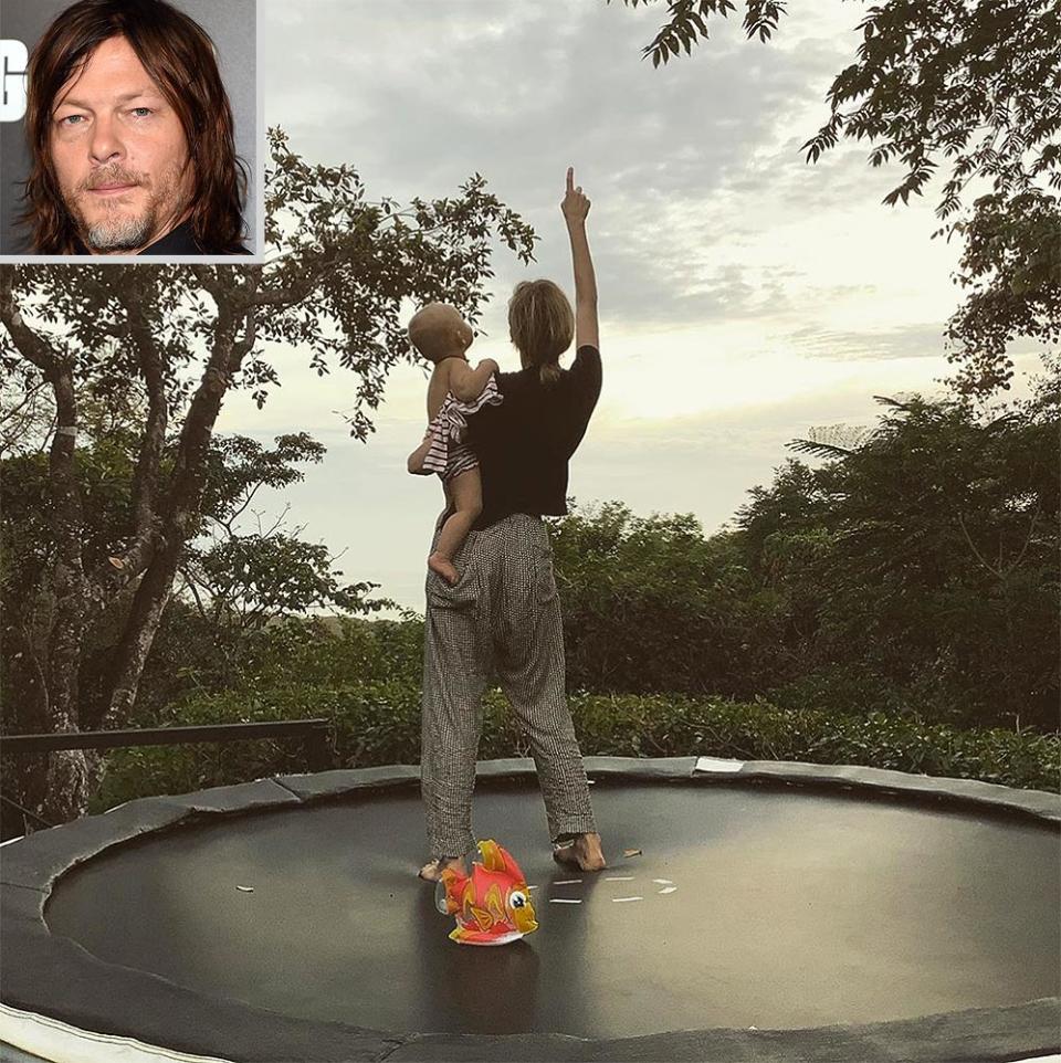 Diane Kruger and her daughter with Norman Reedus. Inset: Reedus. | Norman Reedus/Instagram. Inset: Paul Butterfield/FilmMagic