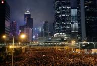 Demonstration demanding Hong Kong's leaders to step down and withdraw the extradition bill, in Hong Kong