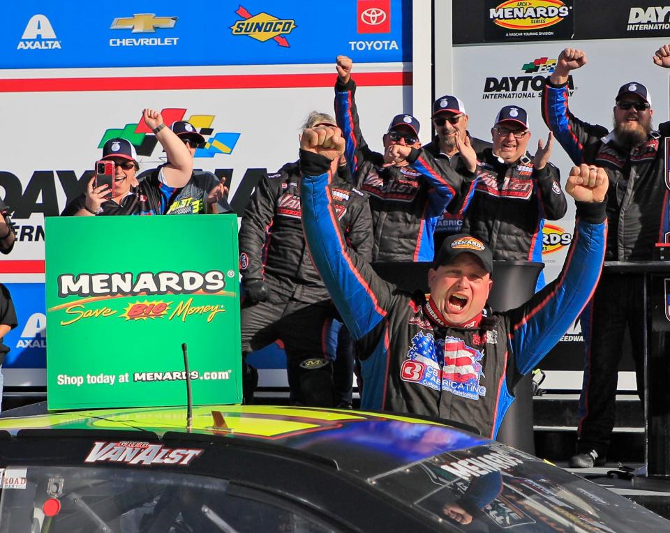 Greg Van Alst climbs out No.35 Cheverolet wins ARCA MENARDS SERIES at Daytona.