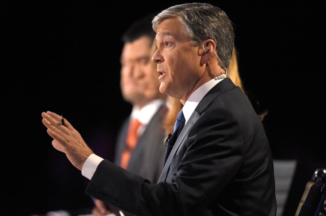 John Harwood asks a question during the CNBC Republican presidential debate at the University of Colorado, Wednesday, Oct. 28, 2015, in Boulder, Colo. 