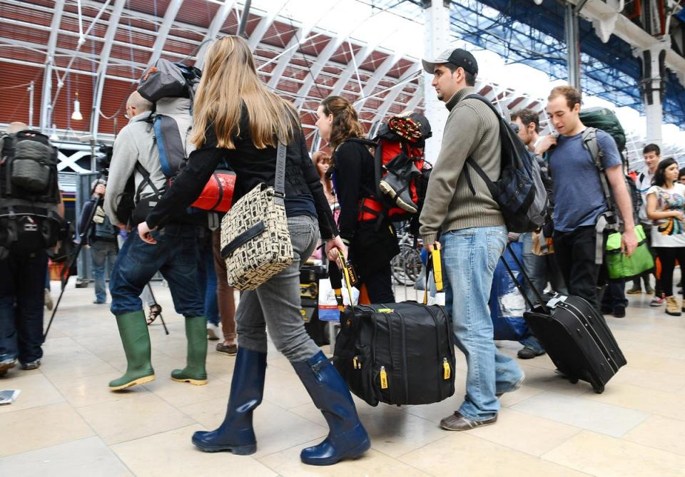 More than half of the trains to the Glastonbury Festival have been cancelled due to rail strikes (Ian West/PA) (PA Archive)