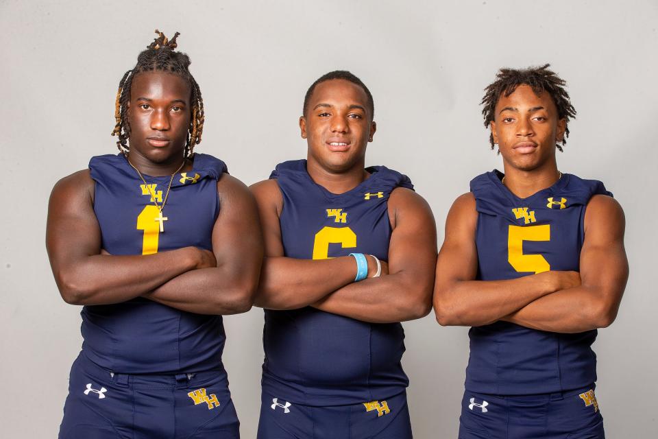 Fall Football Preview - Winter Haven High School - Trey'on Ellington, Tyrone Footman and Allan Cadet-Ford in Lakeland, Fl. Friday July 21, 2023. Ernst Peters/The Ledger