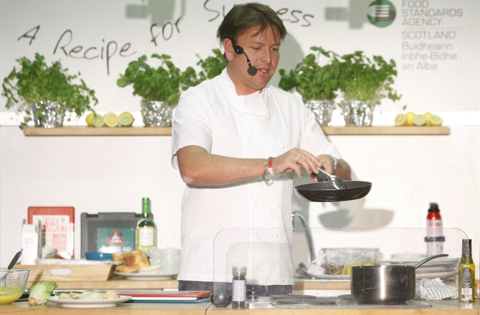 TV chef James Martin during a cooking demonstration at  Killermont primary school in Glasgow.  