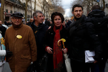 People attend a gathering, organised by the CRIF, in memory of Mireille Knoll, in Paris, France, March 28, 2018. REUTERS/Gonzalo Fuentes