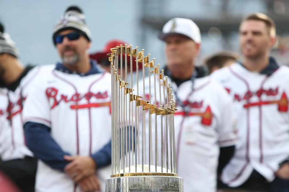 The Atlanta Braves' World Championship Trophy is stopping in the Augusta-area this month as part of its 151-stop tour across the U.S.