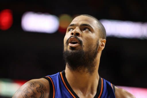 New York Knicks center Tyson Chandler during game one of the NBA Eastern Conference first-round playoff series on April 28. Chandler said he did not blame Amare Stoudemire for a thoughtless moment that hurt the entire team's chances