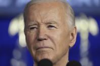 President Joe Biden speaks at a campaign event, Tuesday, April 16, 2024, in Scranton, Pa. Biden has begun three straight days of campaigning in Pennsylvania in his childhood hometown of Scranton. The Democratic president is using the working class city of roughly 75,000 as the backdrop for his pitch for higher taxes on the wealthy. (AP Photo/Alex Brandon)