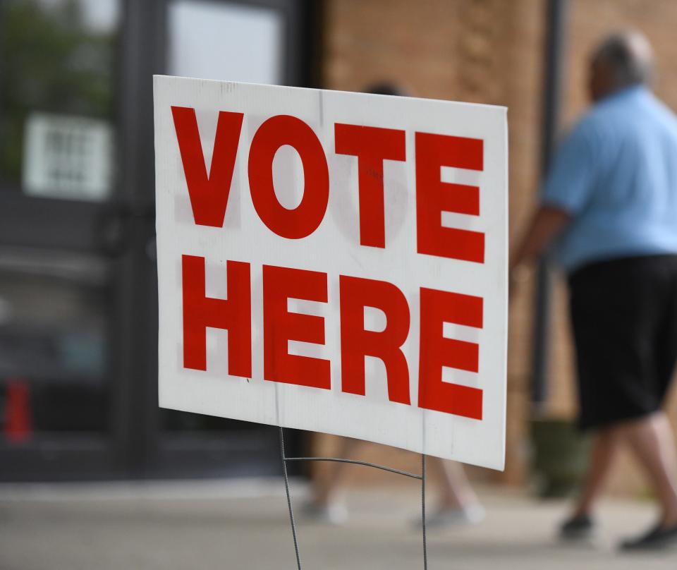 Voting at Trinity United Church of Christ polling location in Plain Township for the Ohio special election. Tuesday, August 08, 2023.