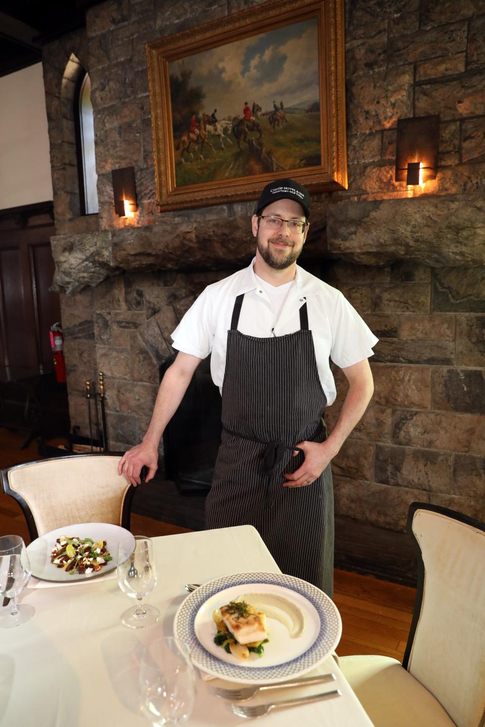 Executive Chef Jared Secor in the Oak Room at Equus restaurant in the Castle Hotel & Spa in Tarrytown May 26, 2023.