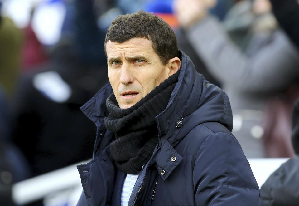 Watford manager Javi Gracia prior to the English Premier League soccer match against Brighton at the AMEX Stadium, Brighton, England, Saturday Feb. 2, 2019. (Gareth Fuller/PA via AP)