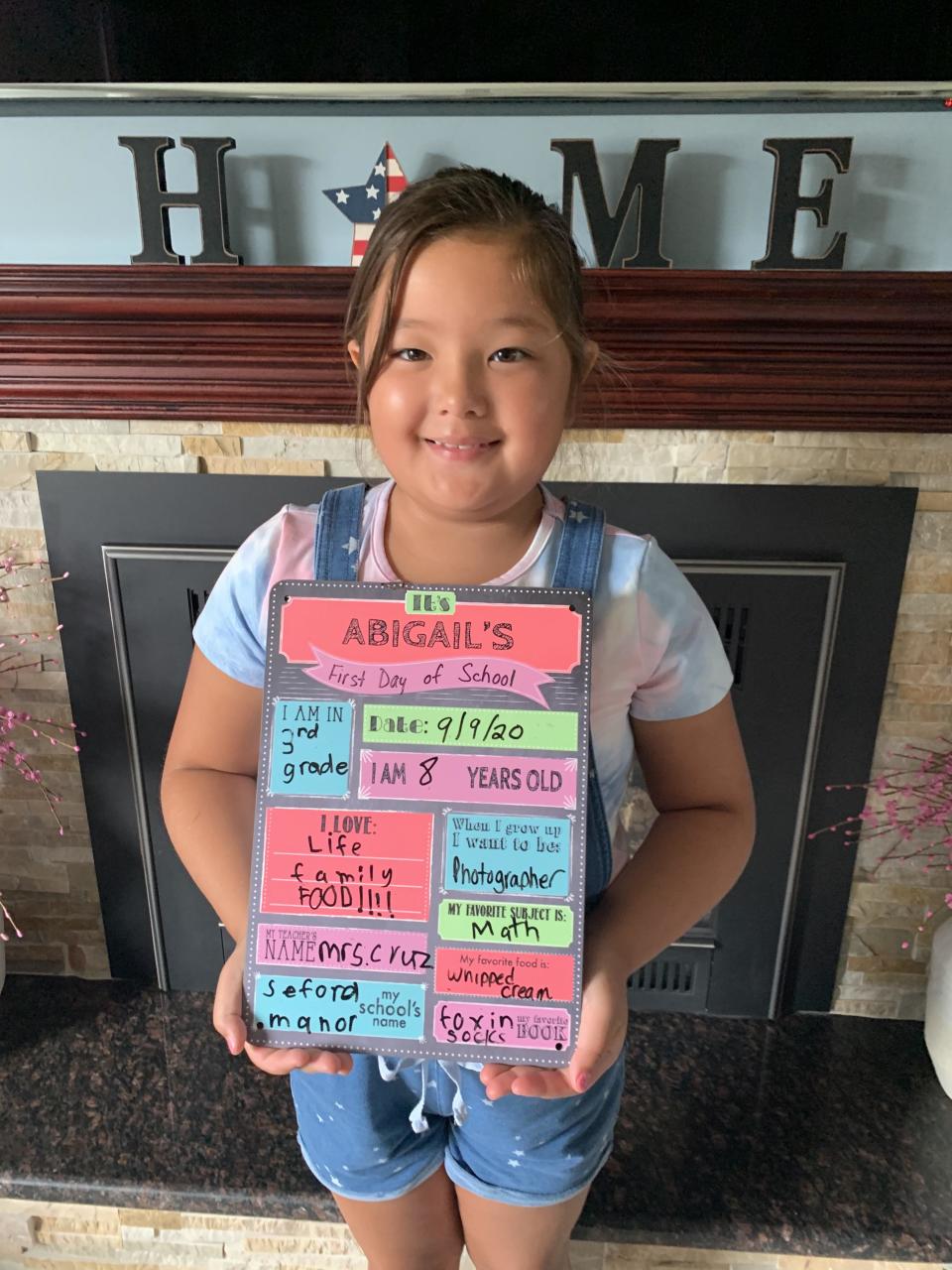Abigail Burgess enters third grade this year at Seaford Manor School. Her favorite part of school is art class and recess.