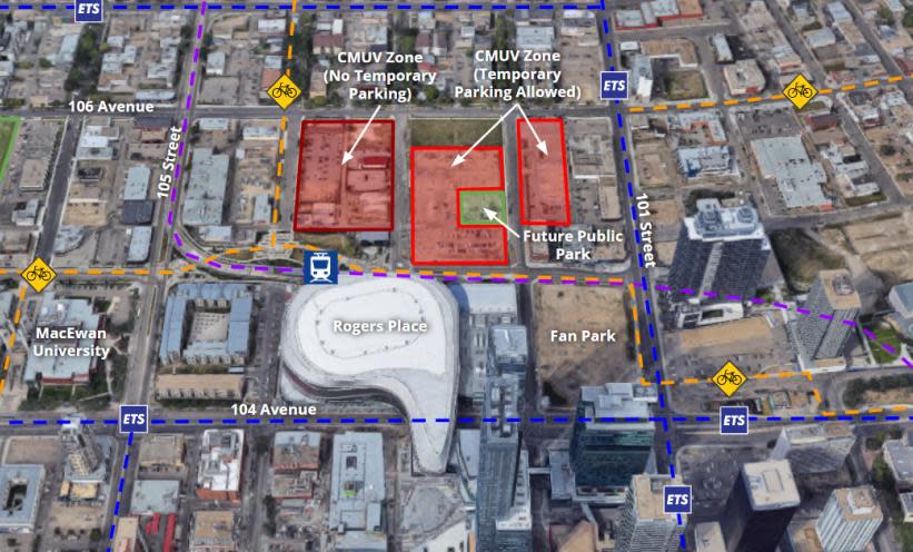 Two parking lots north of Rogers Place will be used in the next three to five years after a city council vote earlier this month.  
