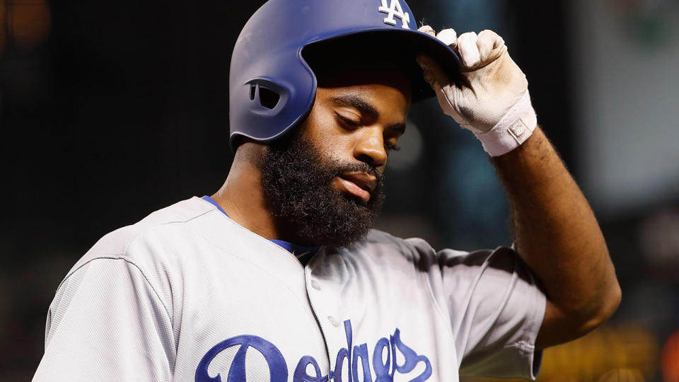 Andrew Toles, pictured here with the Los Angeles Dodgers in 2016. 