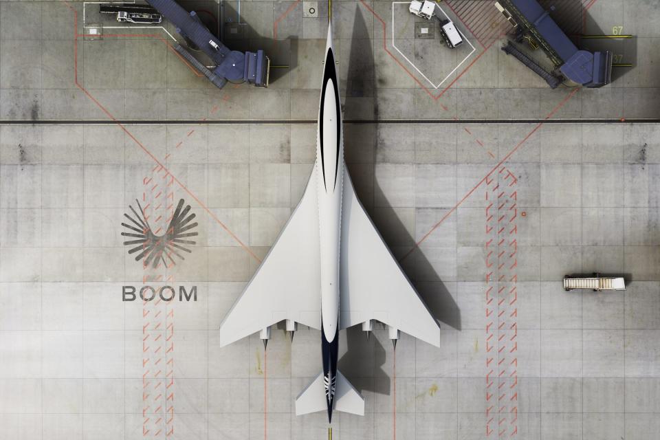 An overhead view of Boom Supersonic's Overture.