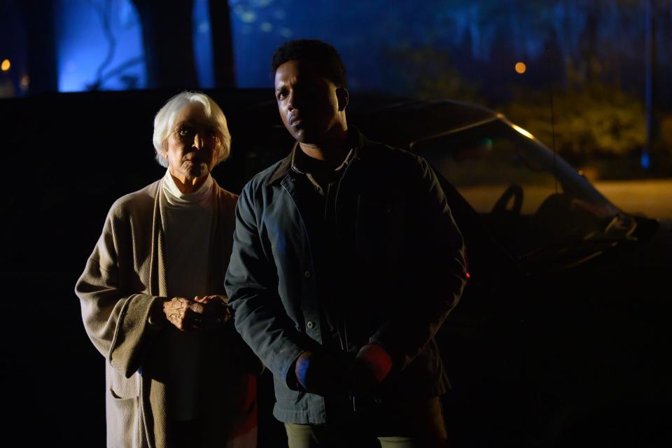 Decades after an incident with her own daughter, Chris MacNeil (Ellen Burstyn, with Leslie Odom Jr.) is brought in to help when two more girls show signs of demonic possession in "The Exorcist: Believer," a direct sequel to the 1973 horror classic.