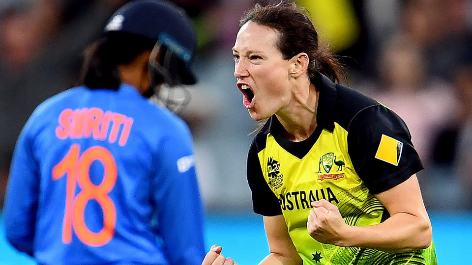 Megan Schutt admits the timing of Australia's World Cup victory was lucky taking the virus crisis into consideration. Pic: Getty