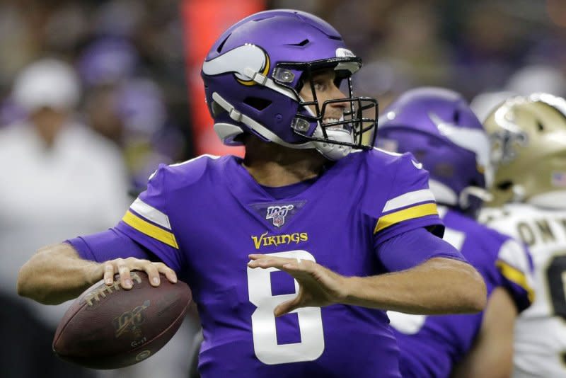 Minnesota Vikings quarterback Kirk Cousins (pictured), Patrick Mahomes of the Minnesota Vikings and Marcus Mariota of the Atlanta Falcons were featured on the 2023 season of "Quarterback." File Photo by AJ Sisco/UPI