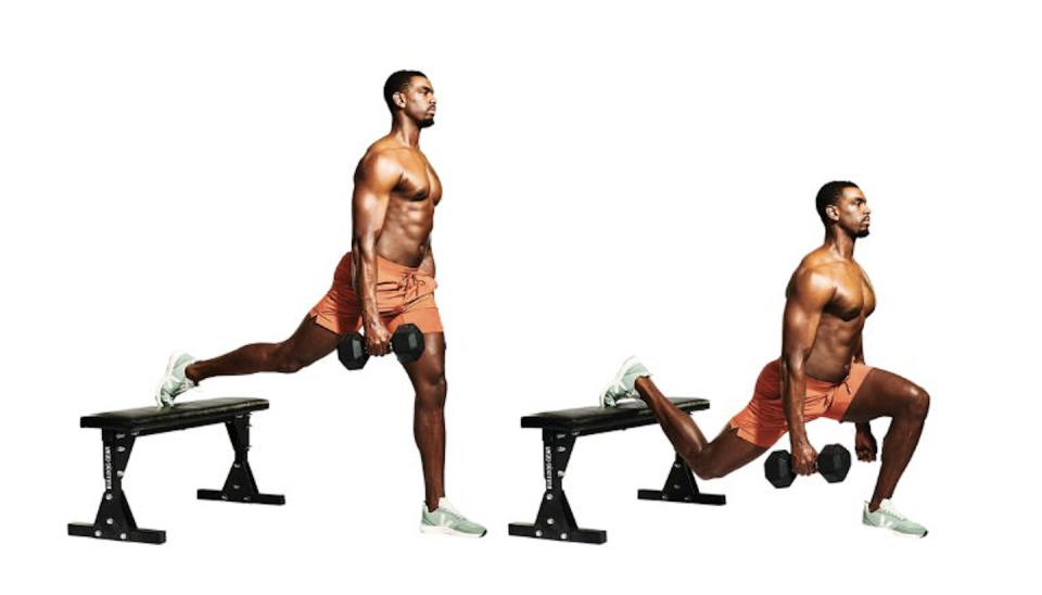 rear foot elevated split squat single dumbbell