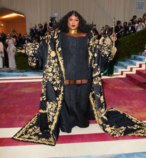 NEW YORK, NEW YORK - MAY 02: Lizzo attends The 2022 Met Gala Celebrating "In America: An Anthology of Fashion" at The Metropolitan Museum of Art on May 2, 2022 in New York City. (Photo by Gotham/Getty Images)<p><a href="https://www.gettyimages.com/detail/1395166553" rel="nofollow noopener" target="_blank" data-ylk="slk:Gotham/Getty Images;elm:context_link;itc:0;sec:content-canvas" class="link ">Gotham/Getty Images</a></p>