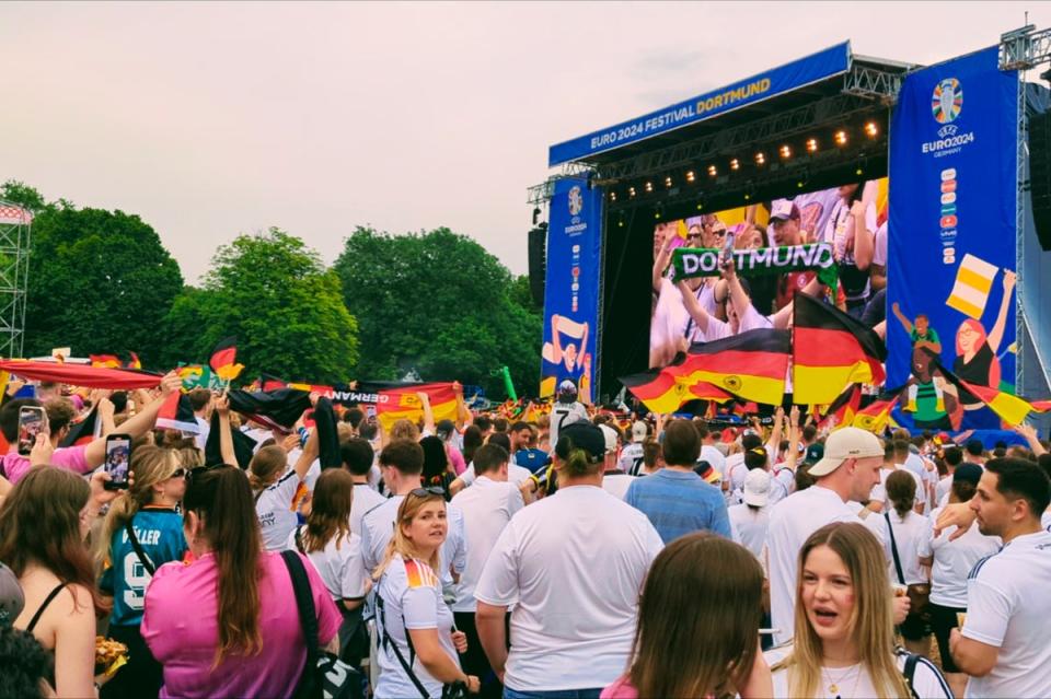 The calm before the (literal) storm at the Dortmund fan park (Karl Matchett)