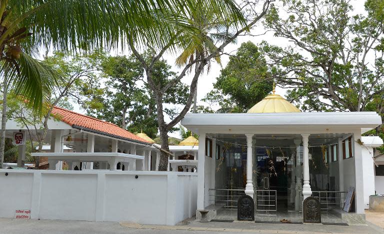 The Sri Subramaniam temple is pictured in the southern town of Matara on March 7, 2014