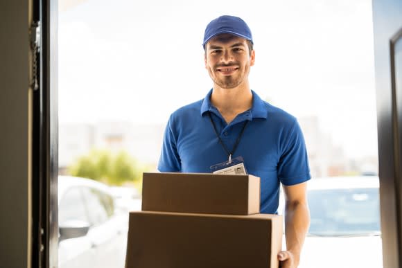 Delivery driver with boxes