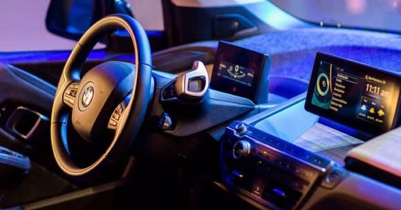 Cockpit of a BMW car.