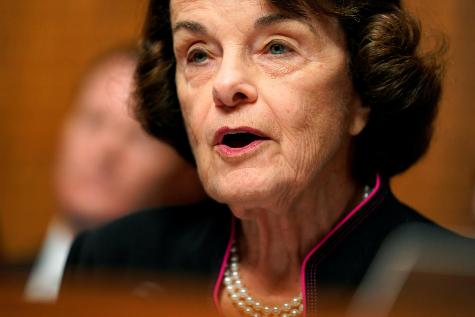 Sen. Dianne Feinstein (D-Calif.) delivers her remarks before Christine Blasey Ford's testimony Thursday. (Photo: POOL New / Reuters)