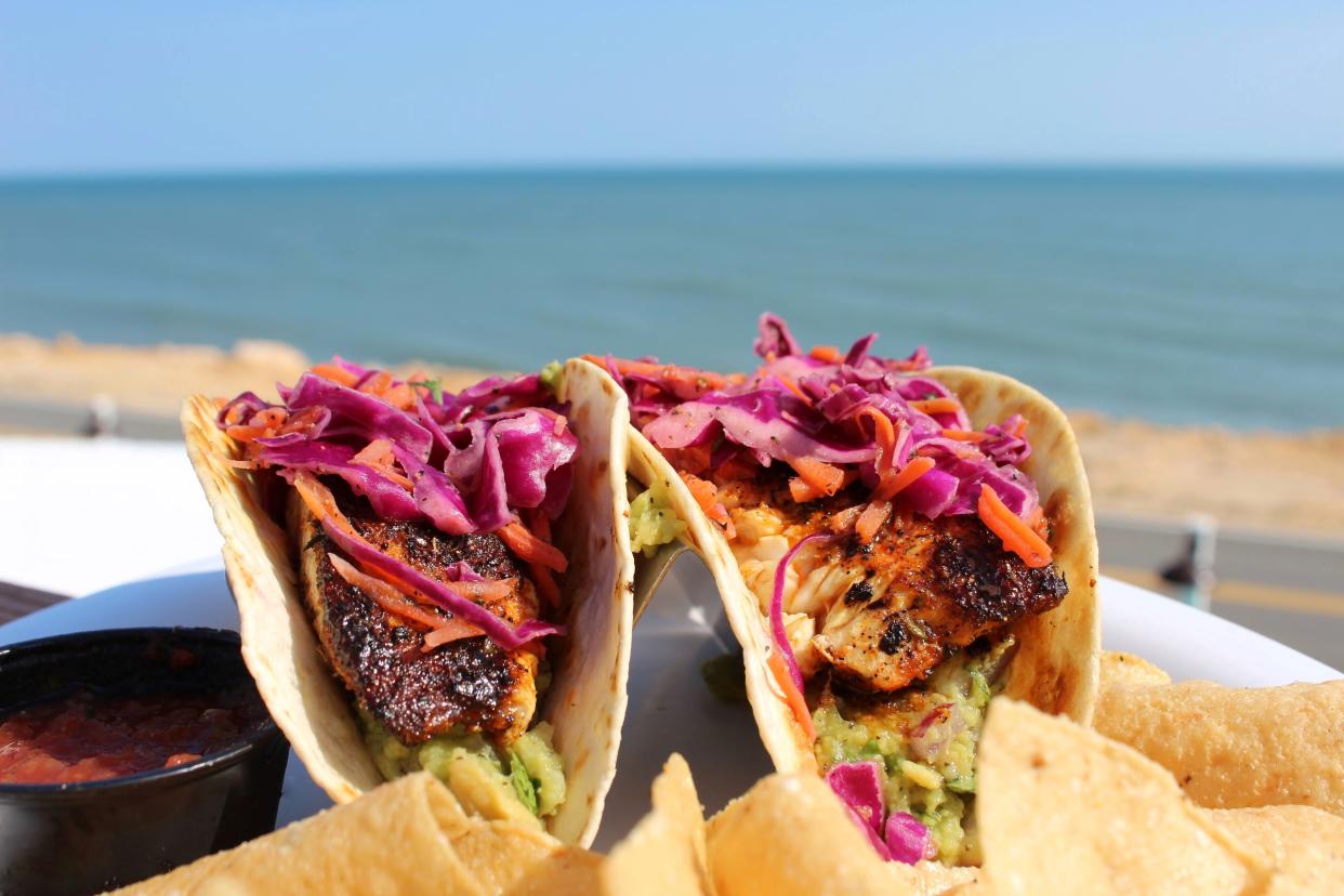 Blackened mahi tacos from Oceanside Beach Bar & Grill in Flagler Beach.