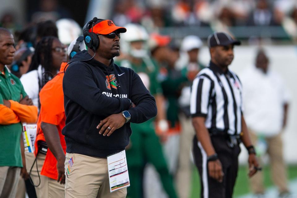 The Florida A&M Rattlers lead the Bethune Cookman Wildcats 17-0 at halftime of the Florida Classic at Camping World Stadium on Saturday, Nov. 18, 2023.