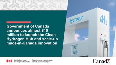 Canadian government announces nearly $10 million to launch clean hydrogen hub and expand Canadian innovation (CNW Group/Pacific Economic Development Canada)