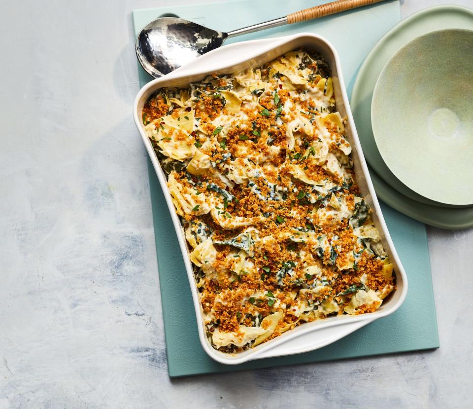 Creamy Artichoke, Kale, and Rice Gratin