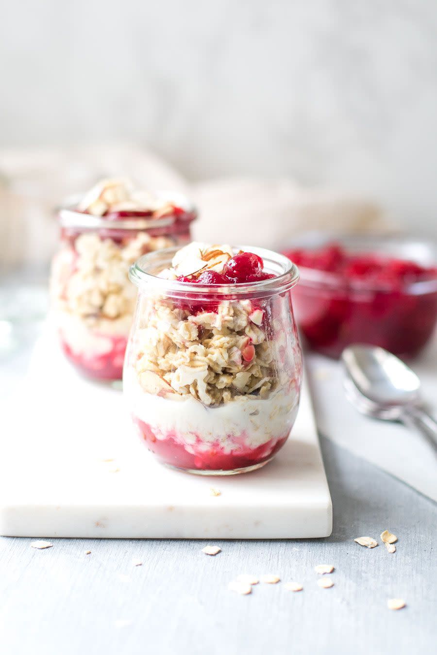 Leftover Cranberry Sauce Overnight Oats