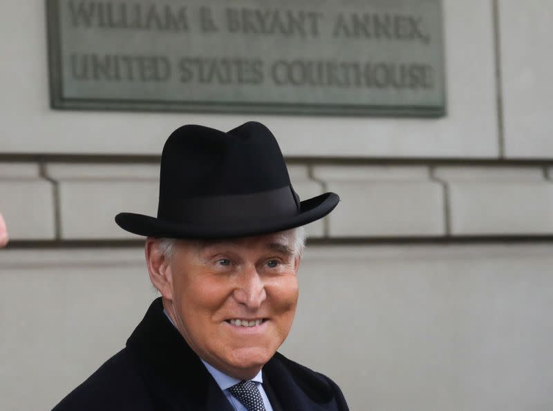 Former Trump campaign adviser Roger Stone departs following sentencing at U.S. District Court in Washington