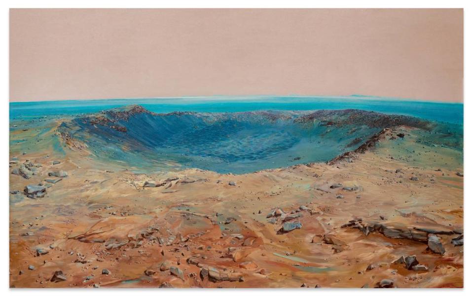 'Santa Maria Crater', 202, óleo sobre lienzo, 59.06 x 98.43 pulgadas (150 x 250 cm.).